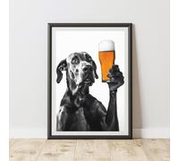 60 Second Makeover Limited Funny Great Dane Drinking Beer Print Wall Art Funny Gifts For Men Posters & Prints Beer Gifts For Men Poster Wall Pictures Home Bar Accessories No Frame - A3
