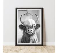 60 SECOND MAKEOVER Funny Highland Cow In The Shower Print | Size: A4 60 SECOND MAKEOVER Multicolor A4