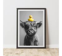60 SECOND MAKEOVER Funny Highland Cow Rubber Duck Print | Size: A4 60 SECOND MAKEOVER Multicolor A4