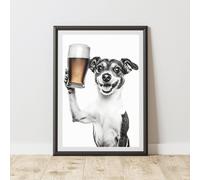 60 SECOND MAKEOVER Funny Jack Russell Drinking Beer Print | Size: A3 60 SECOND MAKEOVER Multicolor A3