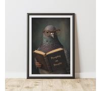 60 SECOND MAKEOVER Funny Pigeon Reading A Book Print | Size: A3 60 SECOND MAKEOVER Multicolor A3