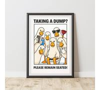 60 SECOND MAKEOVER Funny Silly Goose Bathroom Wall Art Taking A Dump Please Remain Seated | Size: A4 60 SECOND MAKEOVER Multicolor A4
