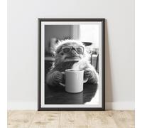 60 SECOND MAKEOVER Funny Sloth Drinking Coffee Print | Size: A4 60 SECOND MAKEOVER Multicolor A4