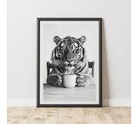 60 SECOND MAKEOVER Funny Tiger Drinking Coffee Print | Size: A4 60 SECOND MAKEOVER Multicolor A4