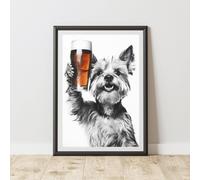 60 SECOND MAKEOVER Funny Yorkshire Terrier Drinking Beer Print | Size: A3 60 SECOND MAKEOVER Multicolor A3