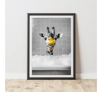 60 SECOND MAKEOVER Giraffe Rubber Duck Nose Quirky Animal Print | Size: A3 60 SECOND MAKEOVER Multicolor A3