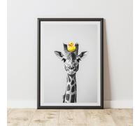 60 SECOND MAKEOVER Giraffe Rubber Duck On Head Quirky Animal Print | Size: A3 60 SECOND MAKEOVER Multicolor A3