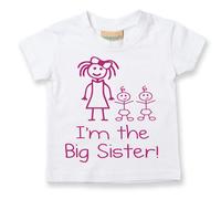 60 SECOND MAKEOVER Girl's I'm The Big Sister TWINS T-Shirt in White | Size: 7-8 Years 60 SECOND MAKEOVER White 7-8 Years