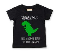 60 SECOND MAKEOVER Girl's Sister Dinosaur T-Shirt in Black | Size: 2-3 Years 60 SECOND MAKEOVER Black 2-3 Years