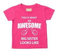 60 Second Makeover Limited This is What an Awesome Big Sister Looks Like Big Sister Birthday Gifts Outfit for Daughter Little Girls Pink Tshirt Size - 12-18 Months