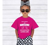 60 SECOND MAKEOVER Girl's This Is What An Awesome God Daughter Looks Like T-Shirt in Pink | Size: 12-13 Years 60 SECOND MAKEOVER Pink 12-13 Years