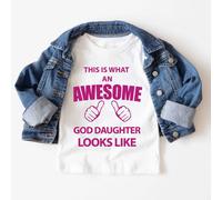 60 SECOND MAKEOVER Girl's This Is What An Awesome God Daughter Looks Like T-Shirt in White | Size: 9-11 Years 60 SECOND MAKEOVER White 9-11 Years
