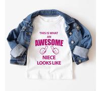 60 SECOND MAKEOVER Girl's This Is What An Awesome Niece Looks Like T-Shirt in White | Size: 6-12 m 60 SECOND MAKEOVER White 6-12 m