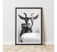 60 SECOND MAKEOVER Goat Brushing Teeth Animal Print | Size: A4 60 SECOND MAKEOVER Multicolor A4