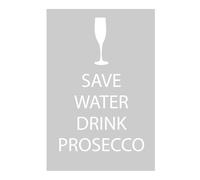 60 Second Makeover Limited Grey Save Water Drink Prosecco Tea Towel