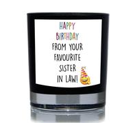60 SECOND MAKEOVER Happy Birthday From Your Favourite Sister In Law 20cl Candle in Black 60 SECOND MAKEOVER Black