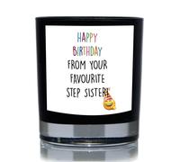 60 SECOND MAKEOVER Happy Birthday From Your Favourite Step Sister Funny 20cl Candle in Black 60 SECOND MAKEOVER Black