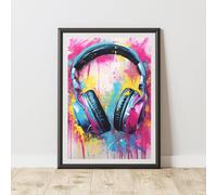 60 SECOND MAKEOVER Headphones Pop Art Prints For Walls Urban Street Art Aesthetic Posters | Size: A3 60 SECOND MAKEOVER Multicolor A3