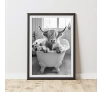 60 SECOND MAKEOVER Highland Cow Flower Bath Quirky Animal Print | Size: A3 60 SECOND MAKEOVER Multicolor A3