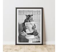 60 Second Makeover Limited Hippo On The Toilet Quirky Animal Print Bathroom Accessories Wall Art Posters Pictures For Bathroom Walls Home Accessories Home Decoration Funny Humorous No Frame - A3