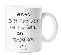 60 SECOND MAKEOVER I Always Start My Diet On The Same Day Tomorrow Mug in White 60 SECOND MAKEOVER White