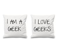 60 SECOND MAKEOVER I Am A Geek I Love Geeks Cushion Covers in White | Size: 40 cm x 40 cm 60 SECOND MAKEOVER White 40 cm x 40 cm
