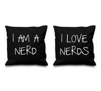 60 SECOND MAKEOVER I Am A Nerd I Love Nerds Cushion Covers in Black | Size: 40 cm x 40 cm 60 SECOND MAKEOVER Black 40 cm x 40 cm