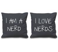 60 SECOND MAKEOVER I Am A Nerd I Love Nerds Cushion Covers in Grey | Size: 40 cm x 40 cm 60 SECOND MAKEOVER Grey 40 cm x 40 cm