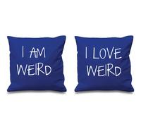 60 SECOND MAKEOVER I Am Weird I Love Weird Cushion Covers in Blue | Size: 40 cm x 40 cm 60 SECOND MAKEOVER Blue 40 cm x 40 cm