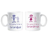 60 Second Makeover Limited I'm Going to be a Grandma I'm Going to be a Grandpa Mug Set Grandparents Stick Person People Cup New Baby