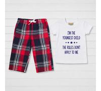 60 SECOND MAKEOVER I'm The Youngest The Rules Don't Apply To Me Pyjamas Set in Red | Size: 5-6 Years 60 SECOND MAKEOVER Red 5-6 Years