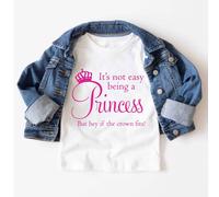 60 SECOND MAKEOVER It's Not Easy Being A Princess But Hey If The Crown Fits T-Shirt in White | Size: 7-8 Years 60 SECOND MAKEOVER White 7-8 Years