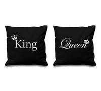 60 SECOND MAKEOVER King & Queen Crown Cushion Covers in Black | Size: 40 cm x 40 cm 60 SECOND MAKEOVER Black 40 cm x 40 cm