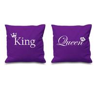 60 SECOND MAKEOVER King & Queen Crown Cushion Covers in Purple | Size: 40 cm x 40 cm 60 SECOND MAKEOVER Purple 40 cm x 40 cm
