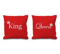 60 SECOND MAKEOVER King & Queen Crown Cushion Covers in Red | Size: 40 cm x 40 cm 60 SECOND MAKEOVER Red 40 cm x 40 cm