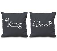 60 SECOND MAKEOVER King & Queen Crown Grey Cushion Covers 16" x 16" Couples Cushions Valentines Anniversary Boyfriend Girlfriend Bedroom 60 SECOND MAKEOVER Grey 40 cm x 40 cm