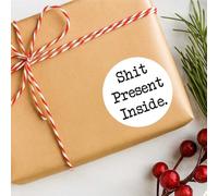 60 Second Makeover Limited 25 x Christmas Labels Christmas Tags Stickers Xmas Gift Tags Santa Stickers Present Wrapping Funny Labels - Shit Present Inside 4.5cm