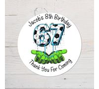 60 Second Makeover Limited 25 x Kids 67 Personalised Birthday Football Vinyl Stickers, 6 7 Six Seven Thank You for Coming Circle Stickers Custom Waterproof Party Bag Labels Sweet Cone Labels 4.5cm