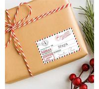 60 Second Makeover Limited 25 x Personalised Christmas Labels Christmas Tags Stickers Xmas Gift Tags Santa Stickers Present Wrapping Personalised Labels - Santas Workshop 8cm x 5cm