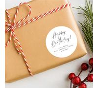 60 Second Makeover Limited 25 x Personalised Happy Birthday Sticker 4.5cm Personalised Labels for Birthday Wrapping Paper Gift Tags for Presents Customised Custom Gifts