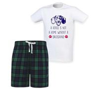 60 Second Makeover Limited A House Is Not A Home Without A Dachshund Mens Tartan Short Mens Pyjamas Set Pyjamas For Men PJs Dachshund Gifts Sausage Dog Gifts Pajamas Pjamas Dog Dad Red Large