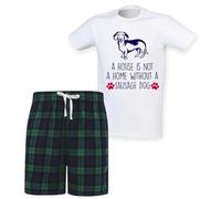 60 Second Makeover Limited A House Is Not A Home Without A Sausage Dog Mens Tartan Short Mens Pyjamas Set Pyjamas For Men PJs Dachshund Gifts Sausage Dog Gifts Pajamas Pjamas Dog Dad Green Large
