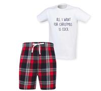 60 Second Makeover Limited All I Want For Christmas Is Cock Tartan Short Mens Pyjamas Set Adult Christmas Pajamas Gay Gifts Mens Pajamas LGBT Xmas Pjs Red X Small