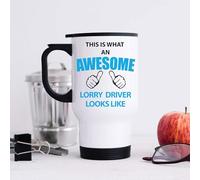 60 Second Makeover Limited Awesome Lorry Driver Stainless Steel Travel Mug Coffee Cup Travel Mug with Handle Gift for Lorry Drivers and Truckers HGV Accessories Fathers Day Present
