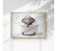 60 Second Makeover Limited Baby Elephant Quirky Animal Print Bathroom Accessories Wall Art Posters Pictures For Bathroom Walls Home Accessories Home No Frame - A4