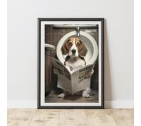 60 Second Makeover Limited Beagle On The Toilet Print Hoe Decoration Bathroom Accessories Home Decoration Wall Art Posters & Prints Bathroom Pictures - A4