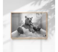 60 Second Makeover Limited Bear Smoking A Cigar In The Bath Quirky Animal Print Bathroom Accessories Wall Art Posters Pictures For Bathroom Walls Home Accessories Home Decoration No Frame - A4