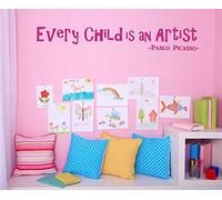60 Second Makeover Limited Because Every Child is an Artist Wall Sticker Nursery Childrens Playroom Kitchen Bedroom Decal Pablo Picasso Quote