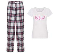 60 Second Makeover Limited Believe Christmas Pyjamas For Women Ladies Tartan Pjs Trouser Bottoms Womens Pyjamas Christmas Pajamas Family Matching Pjs Christmas+Pajamas Pink - Small