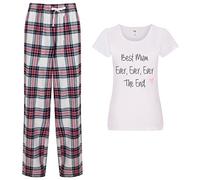 60 Second Makeover Limited Best Mum Ever Ever The End Pyjamas For Women Mum Birthday Gifts Pjs For Women Sets Ladies Tartan Trouser Bottoms Pyjama Mothers Day Size - XL Pink